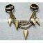 Europe and the United States punk wind texture rivet tassel double loop ring