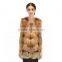 2015 Winter Latest Design Long Style Nature Fox Fur Vest With Trimming