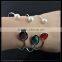LFD-B0030 Wholesale For Women Adjustable Silver Plated Different Shape Mix Color Faceted Crystal & Pearl Charm Cuff Bangle
