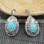 LFD-0019P ~ Wholesale Druzy Amazonite Stone Pendant Pave Rhinestone Crystal Charms Pendants For Necklace Jewelry Finding