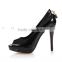 2016 special design black high heel shoes stiletto sexy heel with lock