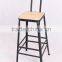 Vintage Industrial Furniture Metal High Chair Dining Chair with Pine Wood Seat