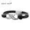Jewelry wholesale 316L stainless steel super special mens black leather cuff bracelet