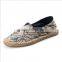 CX203 woman canvas espadrille casual shoes with linen