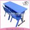 Adjustable height cheap colorful kids double seat classroom desk top