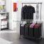 Black Heavy Duty 4-bag Rolling Laundry Sorter/Cart/Rack Hamper with Hanging Bar