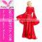 Red Lace Up Dress Evening Gown With Long Sleeve for ladies