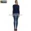 Round Neck Navy Long Sleeve Pullover, Plain Royal Cashmere Pullover