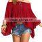 Women's Off the Shoulder Bell Ruffle Sleeve Top Blouse