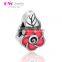 D118 925 silver flower charms,enamel color bracelet charm beads