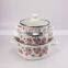 6Pcs Flower 18/20/24Cm Enamel Cookware Set With Decoration