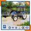 Farm tractor with front loader and backhoe loader