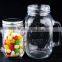 2016 factory16oz handle glass mason jar with lid