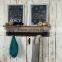 Industrial water pipe wood bathroom wall shelf with hooks