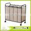 Rolling Quad Sorter Laundry Hamper With Natural Polyester Bags, Antique Bronze Frame
