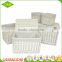 2017 set 5 fashion white wicker laundry basket with lid