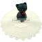 Lovely silicone coffee mug rubber lid with car head on top rubber cover