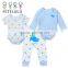 Custom Blue Whale 100% Cotton Baby Romper 3 Pcs Newborn Baby Layette Sets