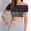 New Style Cute Floral Print off Shoulder Women Fashion Top