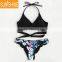 Spandex Polyester Micro Bikini Bandage Crisscross Back Strappy Bikini