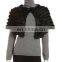 rabbit fur knit open-front wrap/ dyed black