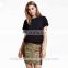 Golden Paillette Stylish Girls Hot Mini High Waist Pleated Elastic Skirt for Ladies