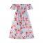 kids off-shouldered Dress Casual Fashion red rose Floral One-shoulder a-line Dresses party maxi party dress girl