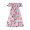 Cheap little girls off shoulder maxi party dress Vocation Japanese And Korean Summer One-Shoulder Beach Floral Dresses For Girls