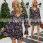LAITE D2121  women v-neck casual dresses women floral printed summer dresses ladies mini dresses