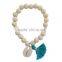 2016 Fashion Wooden Beaded with a Cowrie Shell and Cotton Tassel