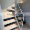 Modern Style Curved Steel Plate Stairs wooden Tread Spiral Staircase With Glass Railing