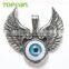 Topearl Jewelry Blue Evil Eye Angel Wing Gothic Pendant Stainless Steel MEP03-05