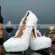 C71588A custom make ivory thin heel lace bridal wedding shoes