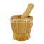 Kitchen Tools Bamboo Wood Grinding Pinch Bowl Natural Bamboo Mortar And Pestle Set