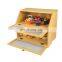 Natural Wooden Roll Top Bread Box Bamboo Kitchen Food Storage With 2 Layer Self