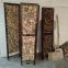 Paulownia Wooden Screen Retro Style 3 Panel Carved Screen