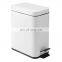 Indoor Dust Bin Stainless Steel Metal Garbage Bucket Bathroom Rubbish Industrial Dustbin Pedal White Trash Can