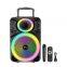 SING-E ZQS12121 12 Inch Portable Trolley Subwoofer Speaker With Colorful RGB Lights 60W Deep Bass Support Dual Wireless Mic