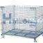 Industrial stackable mesh wire container with wheels