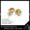 2015 Fancy dubai design nice yellow zircon 925 silver yellow gold plated stud earrings from sls jewelry