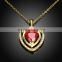 18 karat gold necklace jewelries with heart zircon for women