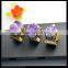 LFD-0016R ~Fashion Jewelry Gold Plated Nature Amethyst Quartz Rings, Crystal Rhinestone Paved Gems Druzy Ring Adjustable Size