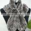Fashion dyed 100% knitted real rex rabbit fur scarf for women