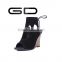 Concise new hollow bow knot wood-like bottom lady party shoes wedge