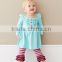 Wholesale Autumn baby girls blue evening dress with long sleeves and Pink button