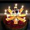 popular celebrated candles golden soccer rotating musical candles in PVC box