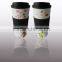 Hot Sale BPA Free 12oz Plastic Coffee Cup with silicone sleeve and lid