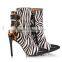Fashion in Zebra Heels Ankle Boots Black and White New Model Shoes Women