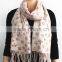 Pink Light Flower Printed Wool Scarf with fringe