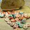 custom laser engraved wooden buttons with colorful edges